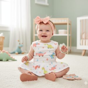 100% Cotton Muslin | Baby Girl Organic Cotton Sleeveless Skirt for Babies