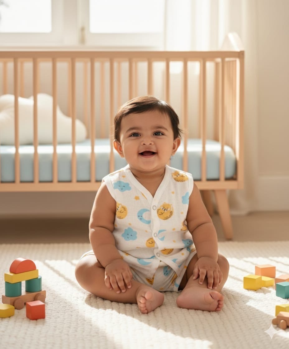 100% Cotton Muslin | Jabla Button with shorts - Image 2