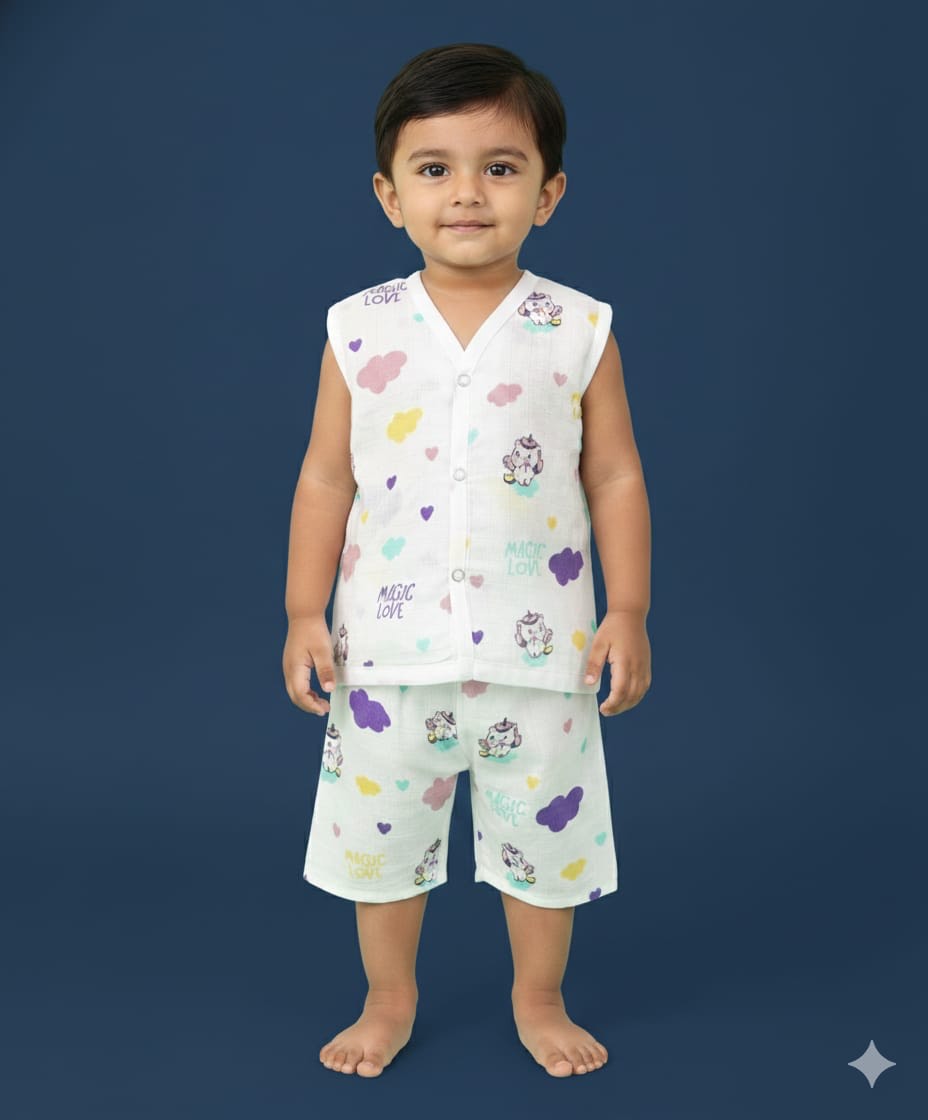 100% Cotton Muslin | Jabla Button with shorts