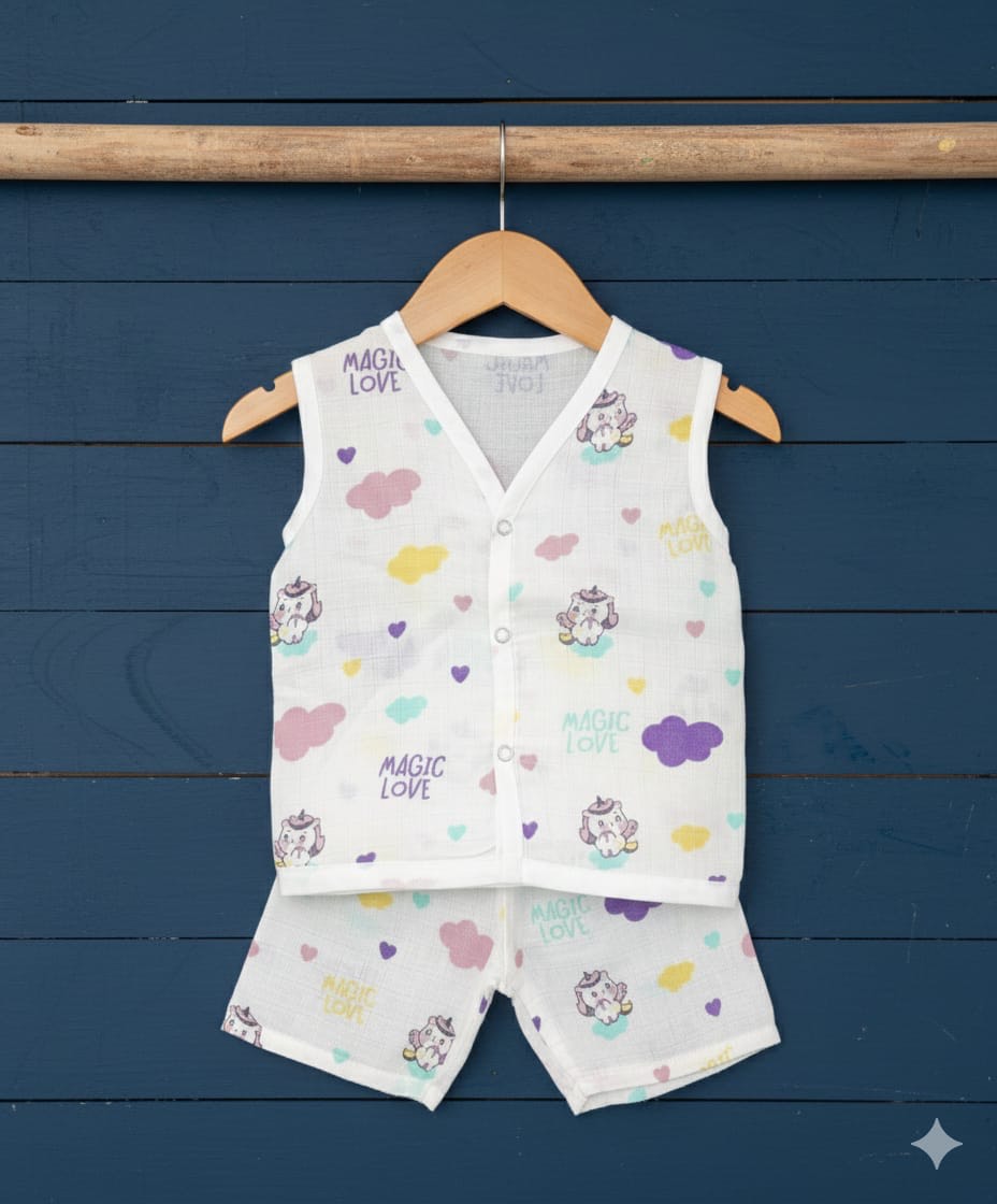 100% Cotton Muslin | Jabla Button with shorts - Image 2