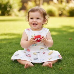 100% Cotton Muslin | Baby Girl Organic Cotton Sleeveless Skirt for Babies