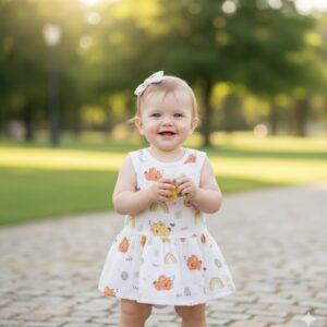 100% Cotton Muslin | Baby Girl Organic Cotton Sleeveless Skirt for Babies