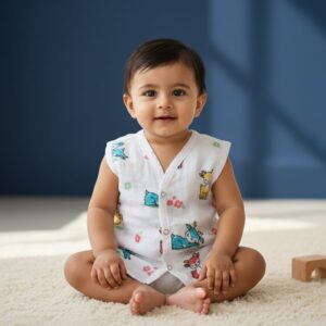 100% Cotton Muslin | Jabla Button Color Print