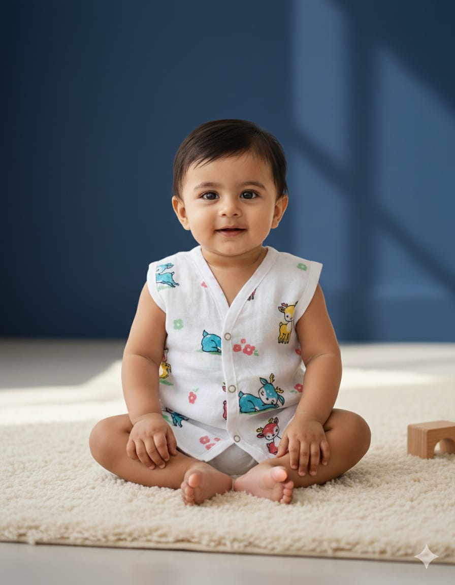 100% Cotton Muslin | Jabla Button Color Print