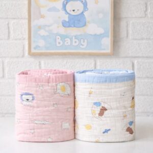 100% Cotton Muslin | 6-Layer Muslin Baby Blankets 2 Peices Combo