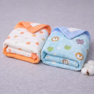 100% Cotton Muslin | 6-Layer Muslin Baby Blankets 2 Peices Combo