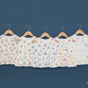 100% Cotton Muslin | Baby Girl Organic Cotton Sleeveless Skirt for Babies combo offer (5 pieces) 3-6 Month