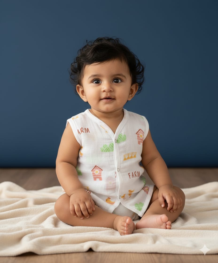 100% Cotton Muslin | Jabla Button combo offer (5 Pieces) 3-6 Month - Image 2