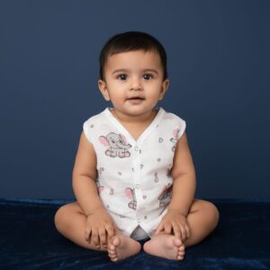 100% Cotton Muslin | Jabla Button Color Print (3-6 month)