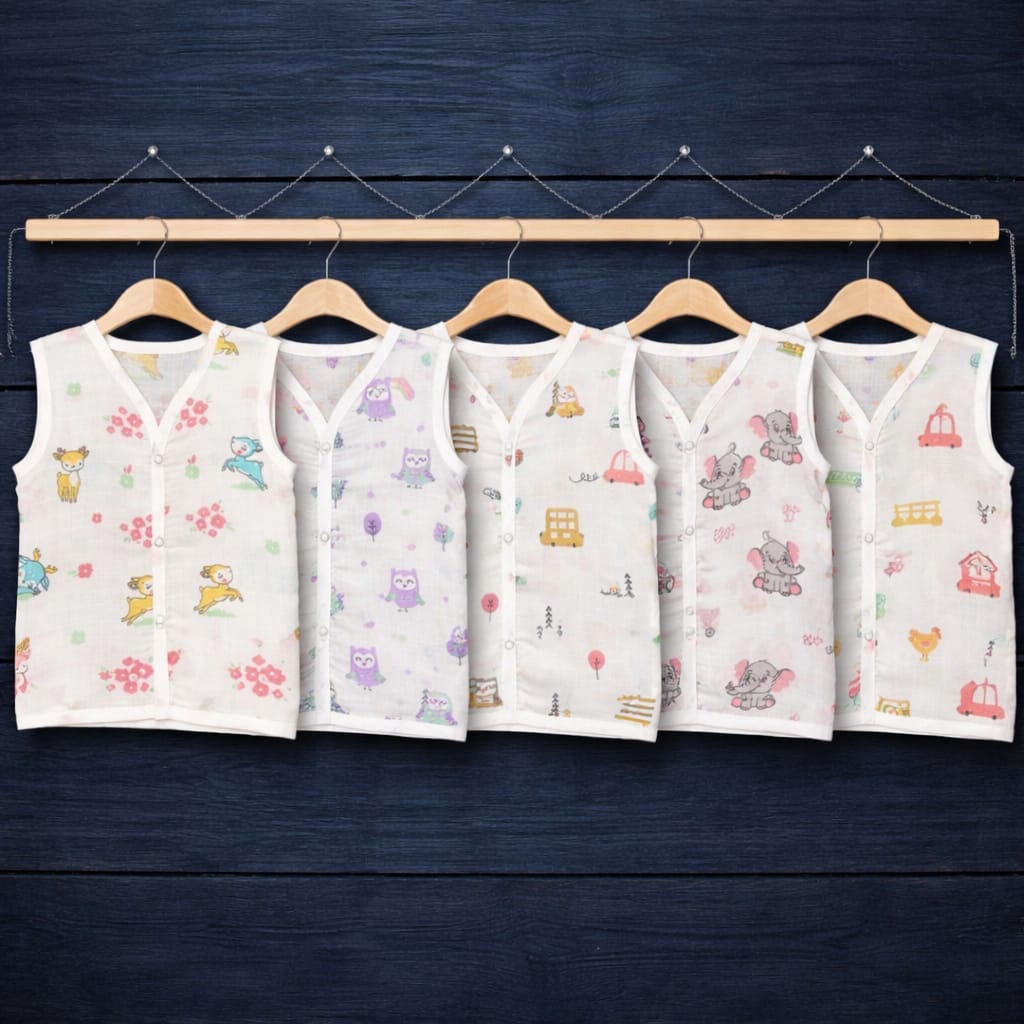 100% Cotton Muslin | Jabla Button combo offer (5 Pieces) 3-6 Month