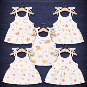 100% Cotton Muslin | Jabla Knot Girl Baby combo offer (5 pieces) 3-6 Month