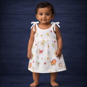 100% Cotton Muslin | Jabla Knot Girl baby color print (3-6 Month)