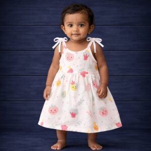 100% Cotton Muslin | Jabla Knot Girl baby color print (3-6 Month)