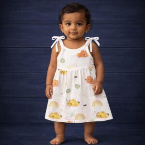 100% Cotton Muslin | Jabla Knot Girl baby color print (3-6 Month)