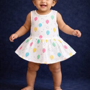 100% Cotton Muslin | Baby Girl Organic Cotton Sleeveless Skirt for Babies (6-12 Month)