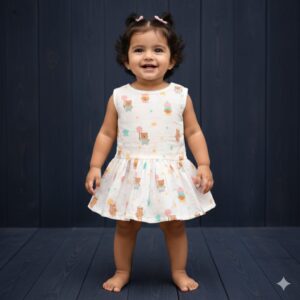 100% Cotton Muslin | Baby Girl Organic Cotton Sleeveless Skirt for Babies (6-12 Month)