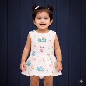 100% Cotton Muslin | Baby Girl Organic Cotton Sleeveless Skirt for Babies (6-12 Month)