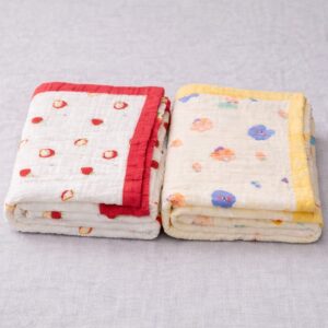 100% Cotton Muslin | 6-Layer Muslin Baby Blankets 2 Peices Combo