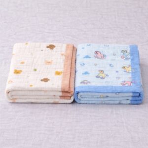 100% Cotton Muslin | 6-Layer Muslin Baby Blankets 2 Peices Combo