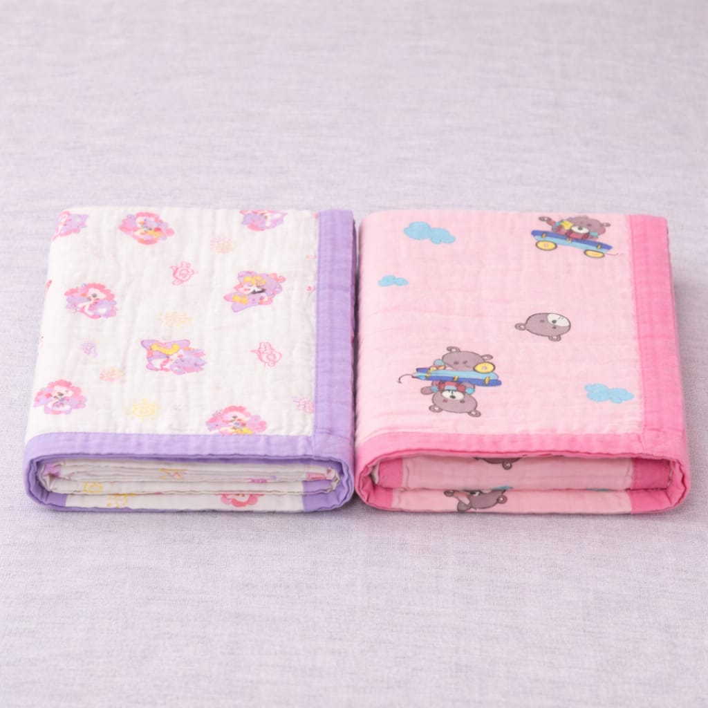 100% Cotton Muslin | 6-Layer Muslin Baby Blankets 2 Peices Combo