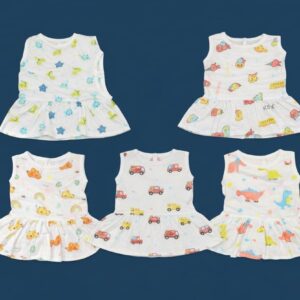 100% Cotton Muslin | Baby Girl Organic Cotton Sleeveless Skirt for Babies combo offer (5 pieces) 0-3 Month