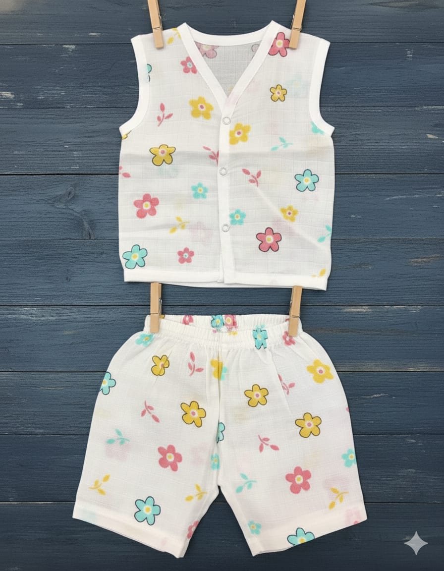 100% Cotton Muslin | Jabla Button with shorts - Image 2