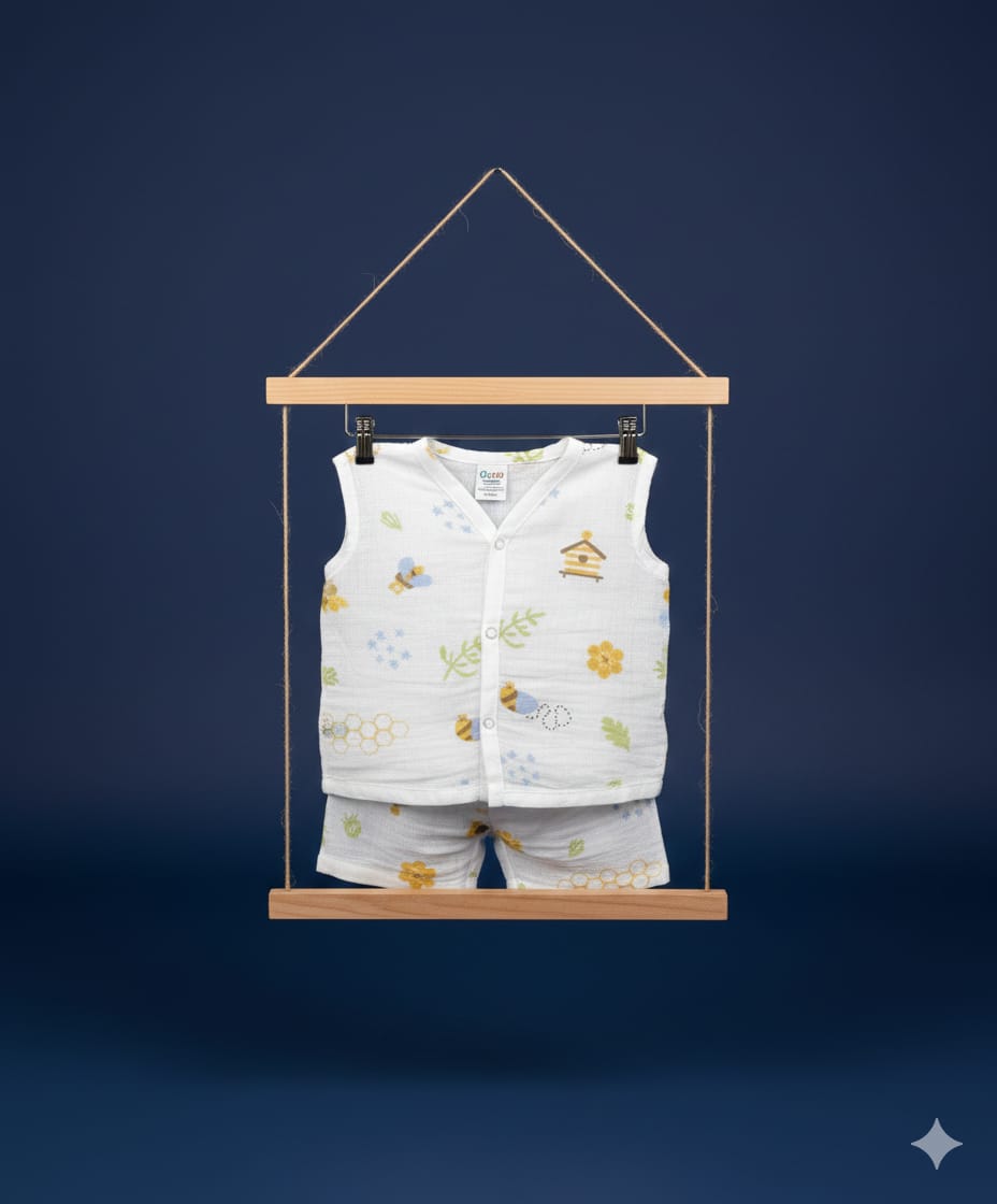 100% Cotton Muslin | Jabla Button with shorts - Image 2