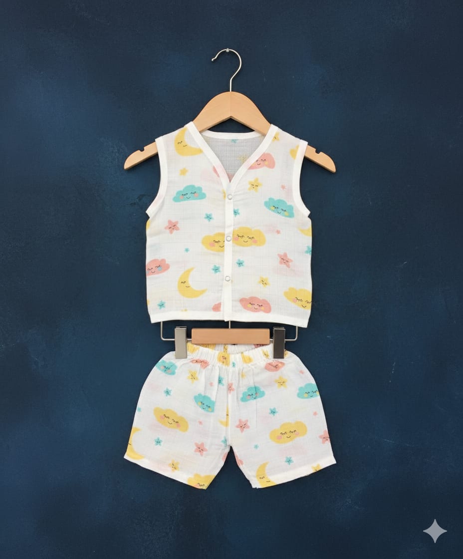 100% Cotton Muslin | Jabla Button with shorts - Image 2