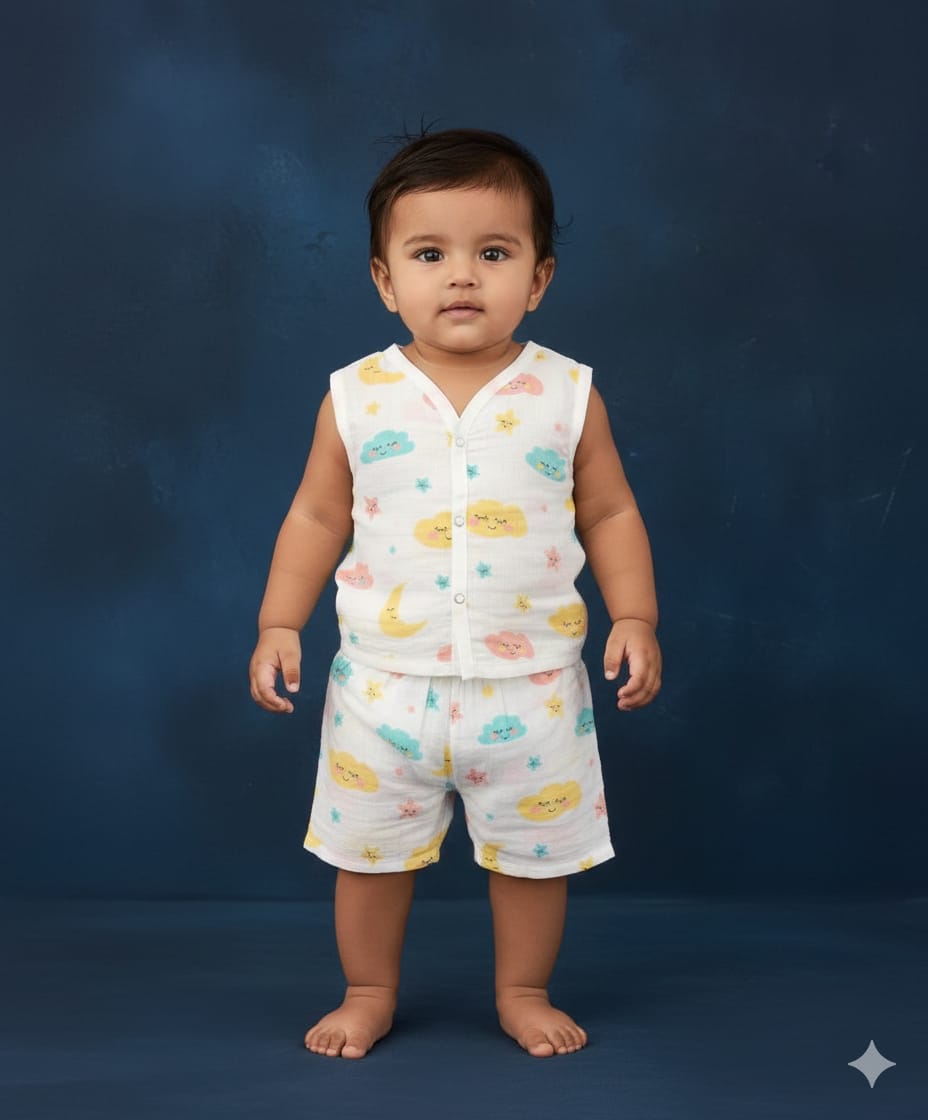 100% Cotton Muslin | Jabla Button with shorts